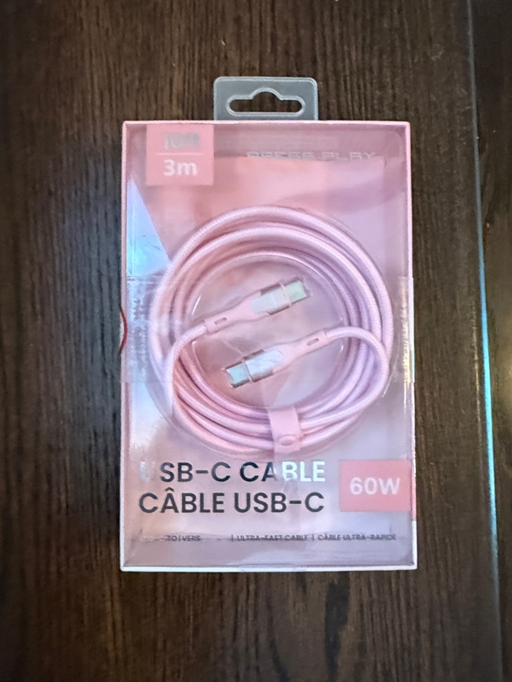 60W USB-C to USB-C Fast Charging Cable — Pink, 3m